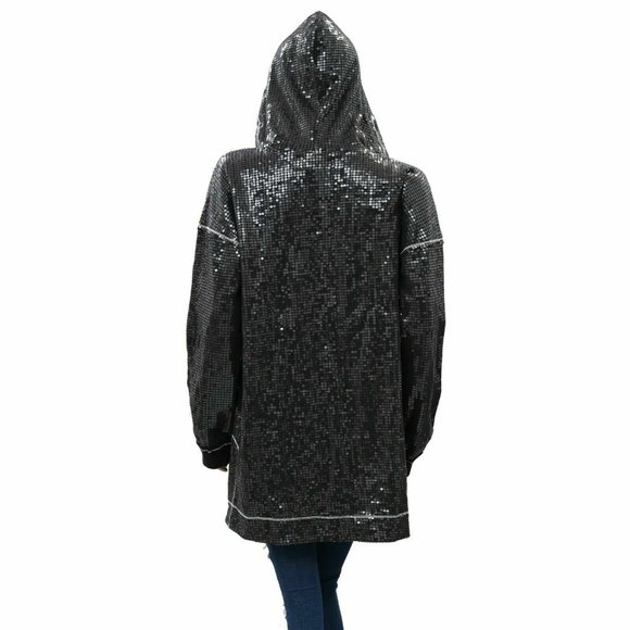 Anthropologie Gracie Sequined Tunic Hoodie Top Cocktail Prom Oversized - Picture 7 of 8